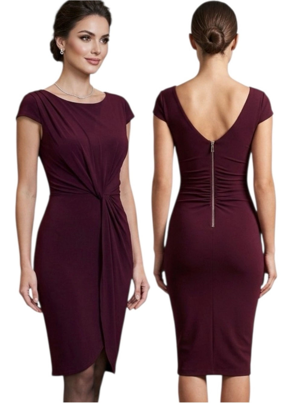 Victoria's Secret Burgundy Twist Front Sheath Dress